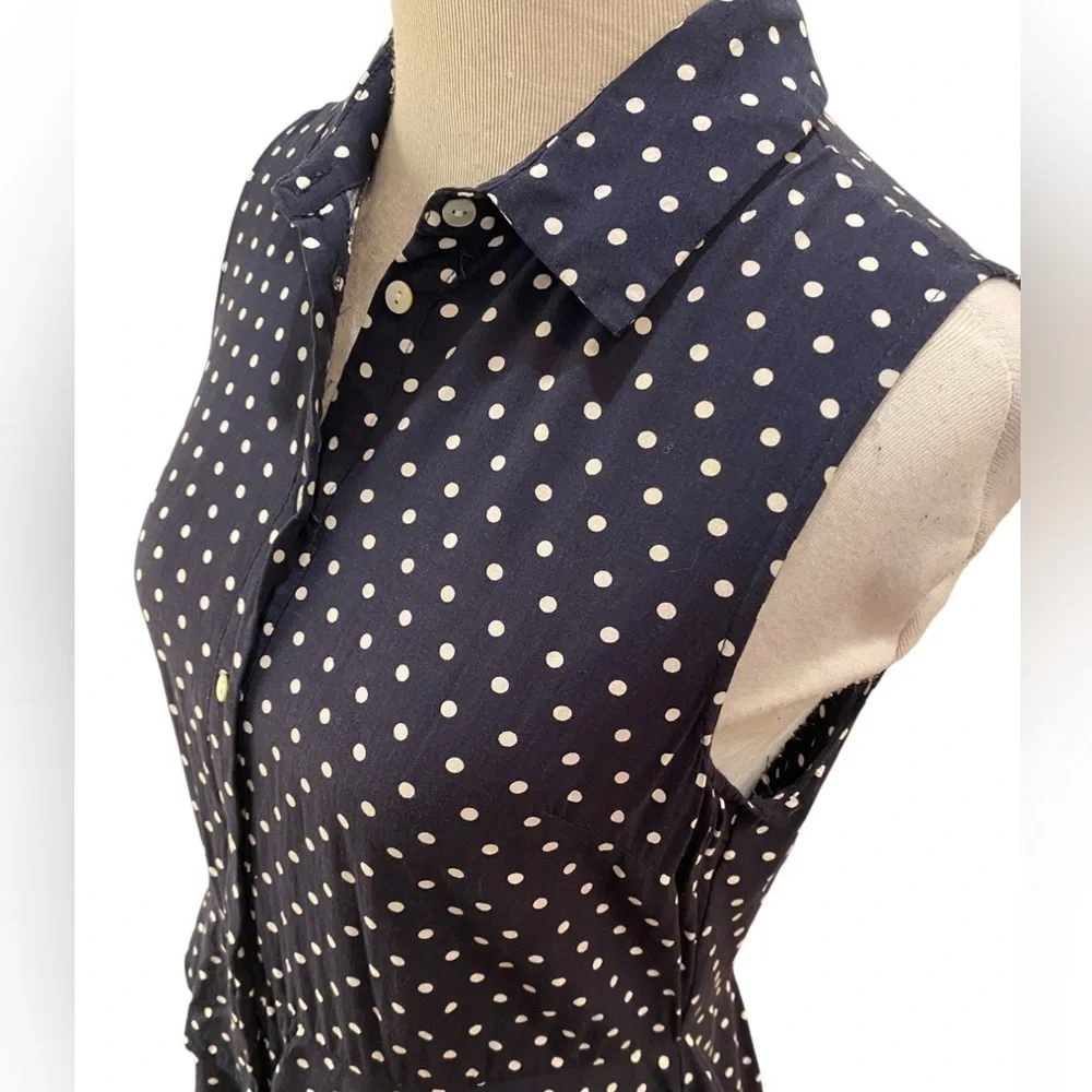 For the Republic Polka Dot Sleeveless Ruffle High Low Top Size M 100% Rayon - Picture 2 of 12